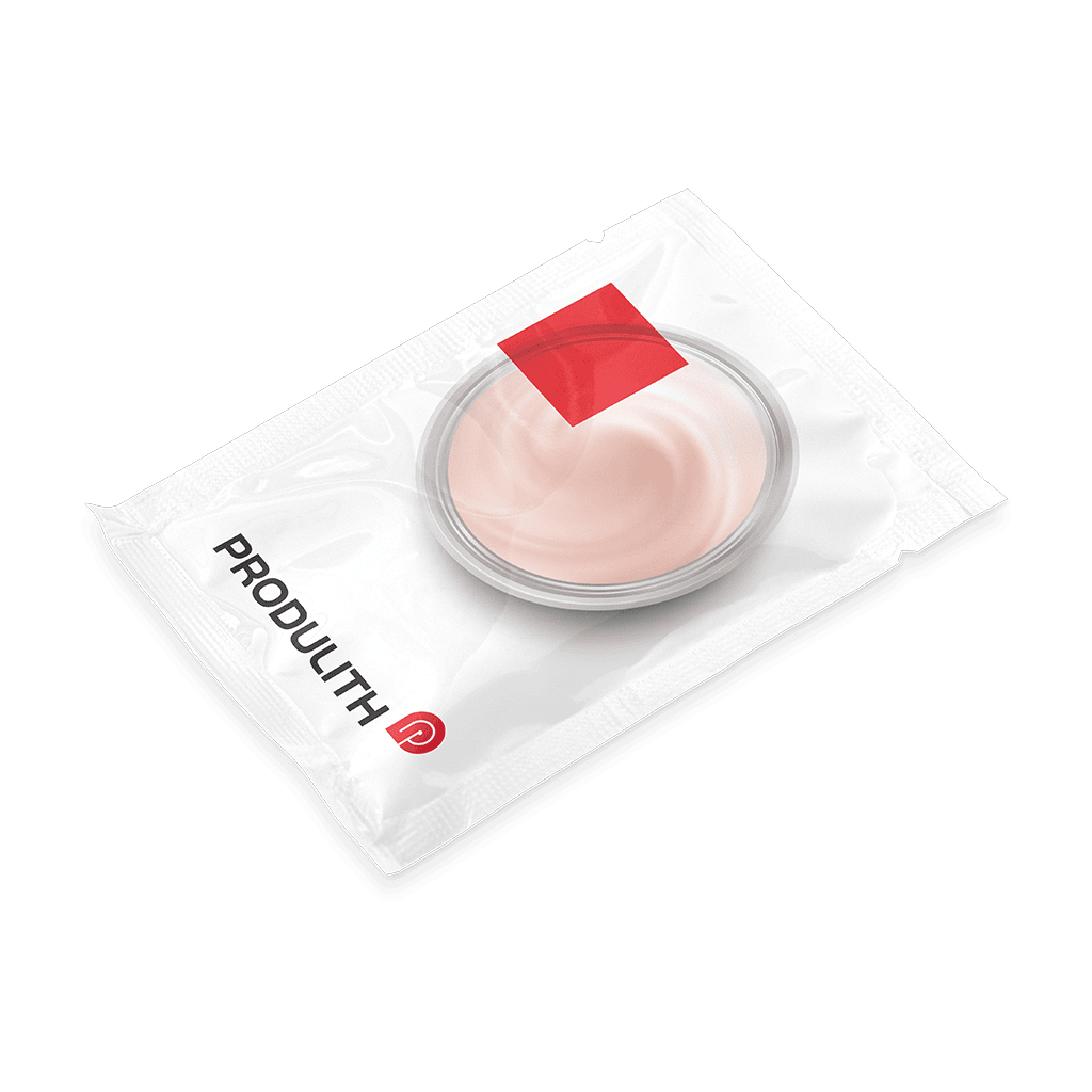 Sachet individuel de crème avec le logo de la marque Produlith.